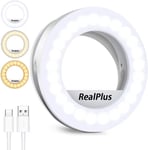 Ring Light Téléphone, Selfie Anneau Lumineux Rechargeable Avec Clip Et 40 Leds, 3 Modes D'Éclairage & Dimmable, Lampe Photo Pour Téléphone, Laptop, Cadeaux Noël Femme, Right Light