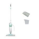 Shark Steam Mop, Lightweight Steam Mop for Hard Floors with 2 Machine Washable Cleaning Pads & Fill Flask, 375ml Capacity, 5.5m Power Cord, 30 Second Heat-Up, White & Green S1000UK