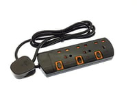 Shine SS53B Black 5m 3 Way Gang Switched Surge Protected Extension Lead with Led Indicators