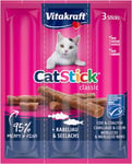 Vitakraft Cat Stick - Bâtonnet au colin et au cabillaud - Friandises au poisson pour Chat - Recette sans céréales ni sucre ajouté (3 x 6g)