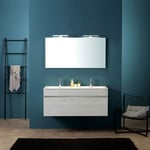 Kiamami Valentina - Meuble De Salle De Bain Moderne Grise De 120 Cm Avec Double Lavabo Série Sole