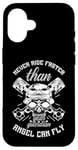 Coque pour iPhone 16 Citation « Never Ride Faster Than Your Guardian Angel Fly »