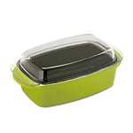 Relaxdays Roaster with Lid, Non-Stick Coated, Casserole Dish, Cast Aluminium & Glass, Dishwasher Safe, Oven Tin, Green, 15 x 39.5 x 22.5 cm