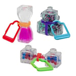 FIDGET BLOX - Lot de 3 Blocs Sensoriels avec Clip pour Sac à Dos - Jeu Apaisant pour Stimuler le Toucher, l'Ouïe et la Vision - Antistress pour Enfants dès 5 Ans - Coloris Aléatoire