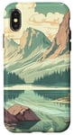 Coque pour iPhone X/XS Rocky Mountain Lake Vintage Paysage graphique