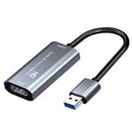 Carte d'acquisition vidéo, Adaptateur 4K HDMI vers USB 3.0 Carte de Capture, Carte aquisition Video hdmi, Capture Card Full HD 1080p, pour Jeux/Streaming/l'enseignement/Vidéoconférence