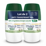 ETIAXIL - Déodorant Anti-transpirant Végétal - Transpiration Modérée - Certifié Bio - Aisselles - 48h - Parfum Coco - Roll On - Lot de 2 100 ml Rouleau