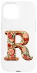 Coque pour iPhone 15 Monogrammed Christmas Floral Initial R Gingerbread Letter R