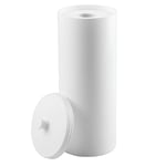 iDesign Kent Dérouleur Papier Wc Avec Couvercle, Porte Papier Toilette Autoportant en Plastique Au design Compact, Blanc