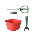 Brabantia Large Mixing Bowl + Herb Scissors Plus Cleaning Tool + Food Peeler Y Shaped Plus Zester