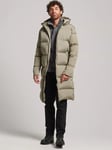 Superdry Longline Duvet Coat, Light Khaki