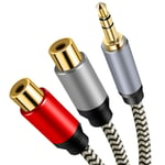 Câble audio RCA jack 0,5 M, câble adaptateur Jack RCA de 3,5 mm mâle à 2 RCA femelle Splitter Y jack stéréo RCA pour Home cinéma, Smartphone, caisson de basses etc. (0,5 m)