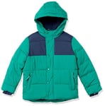 Amazon Essentials Doudoune Épaisse à Capuche Garçon, Bleu Marine Vert Color-Block, 2 Ans