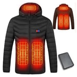 Veste Chauffante Homme et Femme,Veste Chauffante électrique Veste Chauffant USB Vêtements Chauffant électrique Hiver ChLéger Manteau Doudoune Veste Capuche Noir M