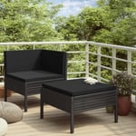 Gouveniail Ensemble Table Chaise de Jardin Salon de jardin 2 pcs avec coussins Résine tressée Noir - Noir - 2