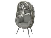 Fauteuil de jardin sur pieds œuf de jardin en résine tressée gris clair Palermo - Jardideco