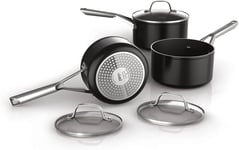 Ninja ZEROSTICK Essentials Cookware 3-Piece Saucepan Set with Glass Lids, Long