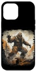 Coque pour iPhone 15 Pro Max Gros pied en colère sautant dans la forêt, yeti sasquatch singe de montagne