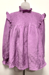 NEW! French Connection UK14 violet tulle Boza crinkle long sleeved smocked top