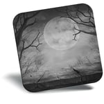 Awesome Fridge Magnet bw - Spooky Full Moon Forest Halloween  #37103