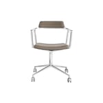 Vipp452 Swivel Chair With Castors, Dark Sand/polished Aluminium