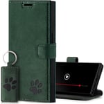 SURAZO Étui de Protection pour Samsung Galaxy S24 Ultra 5G - en Cuir véritable avec Motif de Patte - Étui à Rabat RFID - avec Aimant, Fonction Support et Compartiment pour Cartes - Vert foncé