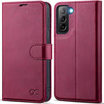 OCASE Samsung Galaxy S21 Case, Premium PU Leather S21 Phone case [TPU Inner Shell][RFID Blocking][Card Holder] Flip Wallet Cover Compatible with Samsung Galaxy S21 6.2 Inch(2021)-Burgundy