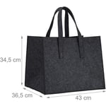 Helloshop26 - Panier sac à bûches de bois en feutre 2 poignées pliable porte revues 43 cm anthracite