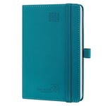 POPRUN Agenda de Poche 2025 Semainier 16 x 10,5 cm D'août 2024 à déc 2025-17 Mois Petit Agenda Scolaire avec Couverture Souple en PU Cuir, Papier Certifié FSC®, Pacifique Vert