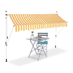 Relaxdays Auvent rétractable Store 300 cm Balcon Marquise Soleil terrasse Hauteur réglable sans perçage, Jaune-Blanc, 300 x 120 cm