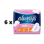 Terveyssiteet Always Ultra Normal Plus Sensitive, 10 kpl x 6 kpl paketti