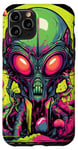 Coque pour iPhone 11 Pro Tête d'extraterrestre verte mignonne visage OVNI || Alien