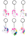 Unicorn Nyckelring - 6 Assorterade Motiv 5 cm