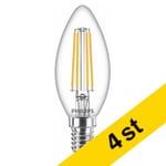 LED lampa E14 | C35 | klar | warmglow | 2200-2700K | 3.4W | dimbar | 4st [Philips]