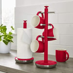 Swan SWKA1054RN Retro Red Towel Pole & Mug Tree Freestanding Set - Brand New