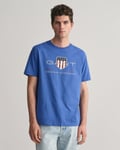 Gant Mens Regular Fit Short Sleeve Archive Shield T-Shirt - Blue - Size Medium