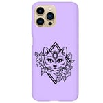 Coque violet Iphone 14 PRO chat fleur