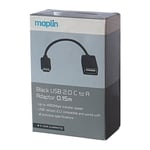 Maplin USB A 2.0 Female To USB Type C Male On The Go OTG Cable 15cm