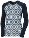 Helly Hansen Lifa Merino Midweight Graphic Crew Women underställströja Navy Star Pixel-599 S - Fri frakt