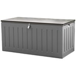 Olsen & Smith 830L Large Garden Storage Box - Weatherproof Heavy Duty Garden Tool Box with Padlock and Wood Effect - Massive Capacity Outdoor Storage Shed for Bins, Tools, and Cushions (Anthracite)