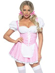 Leg Avenue 86987-12102 Gingham Dress with Lace Up Front and Attached Apron, Medium, Pink/White Adult Sized Costumes, Multi