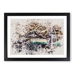 Big Box Art The Burj Al Arab in Dubai Vol.3 Watercolour Framed Wall Art Picture Print Ready to Hang, Black A2 (62 x 45 cm)