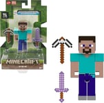 Mattel Minecraft Assortiment de figurines articulées et d’accessoires, 8 cm, design pixélisé (les personnages peuvent varier) HTN05