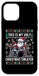 Coque pour iPhone 12 mini Père Noël jouant de la batterie This is my ugly sweater musique de Noël