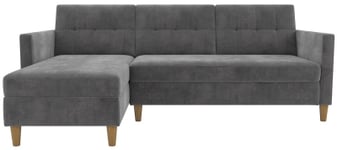 Alphason Hartford Sectional Futon Storage Chenille Grey Fabric Sofa Bed - 2195459UK