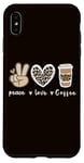 iPhone XS Max Cute Leopard Peace Sign Love Coffee Heart For Cafe Lovers Case