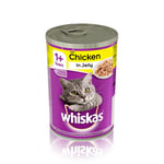 Whiskas Adult 1+ Chicken In Jelly Wet Cat Food Cans - 12 X 390g