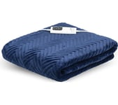 Dreamland Hurry Home Deluxe Velvet Heated Throw - Navy Blue, 160 x 120 cm