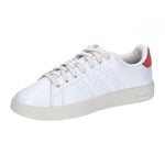 adidas Homme Advantage Premium Leather Shoes Chaussures, Core White/Core White/Bright Red, 45 1/3 EU