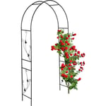 Relaxdays Arche à rosiers en métal, portail jardin, HxLxP : 227x135x37 cm, tuteur solide pour plantes grimpantes, noir